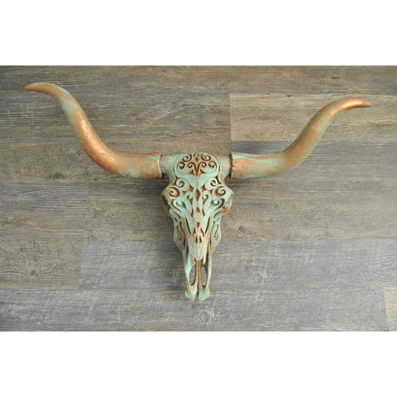 Bungalow Rose Faux Taxidermy Tribal Longhorn Skull Wall